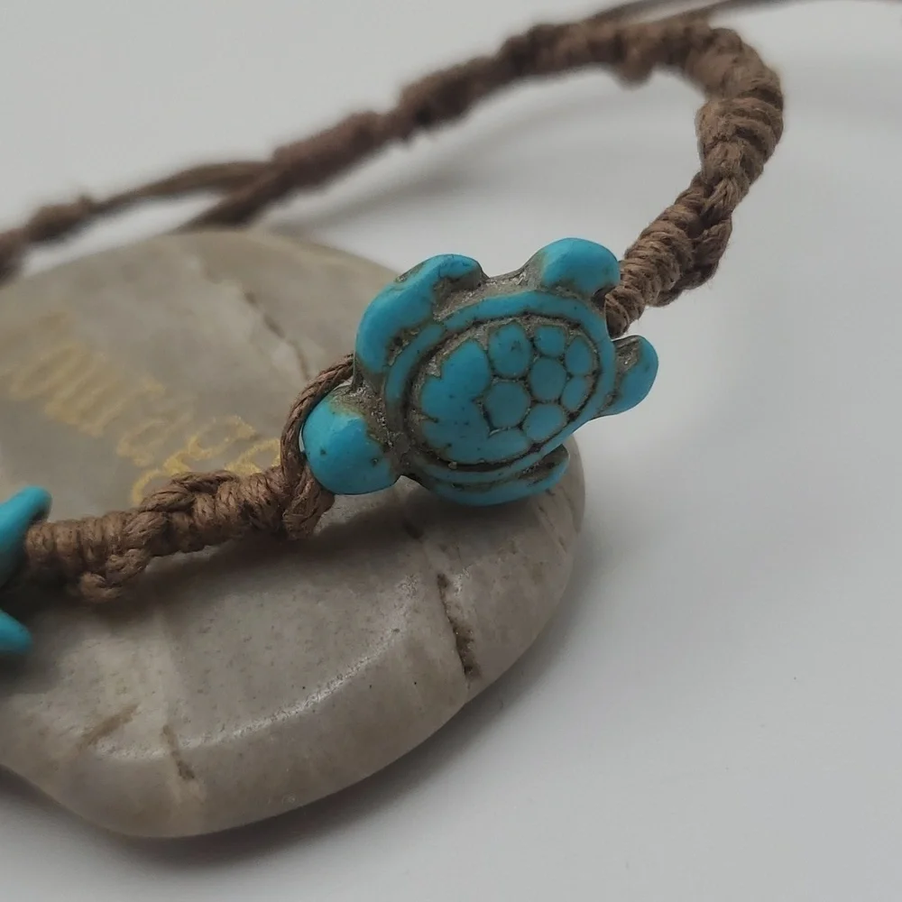 Nautical‎ turquoise sea turtles bracelet B1838